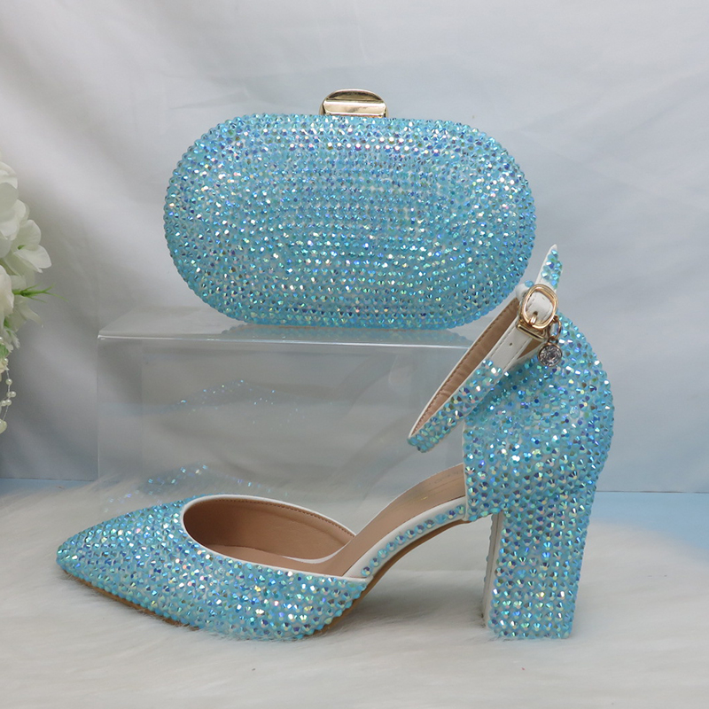 Women Bags And Shoes - Sepatu Pernikahan Ujung Lancip AB Biru