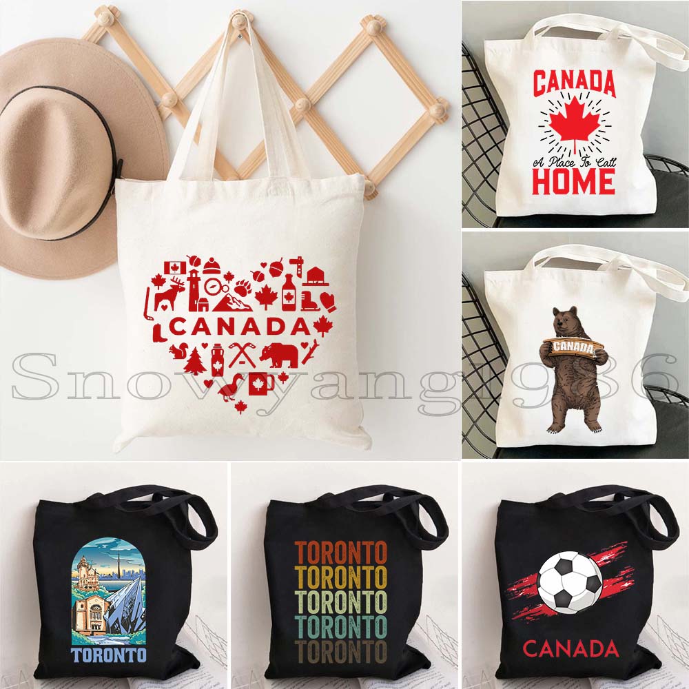 Women Bags Canada - Tas Tote Kanvas Peta dan Bendera