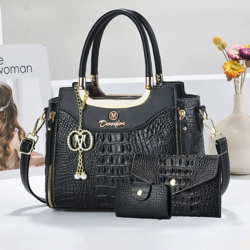 Women'S Crossbody Bags - Set Tas Tangan Wanita Tekstur Kulit