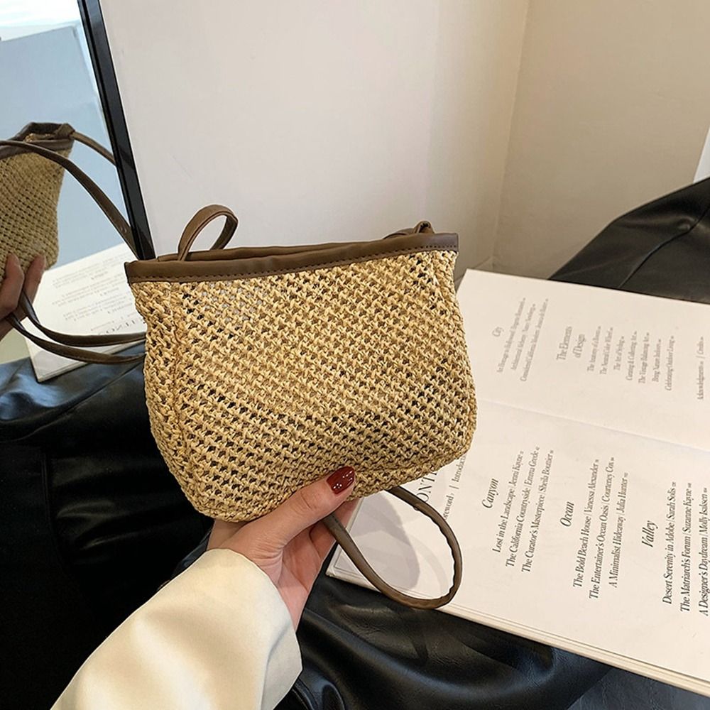 Women'S Raffia Bags - Tas Raffia Kulit PU Kasual Gaya