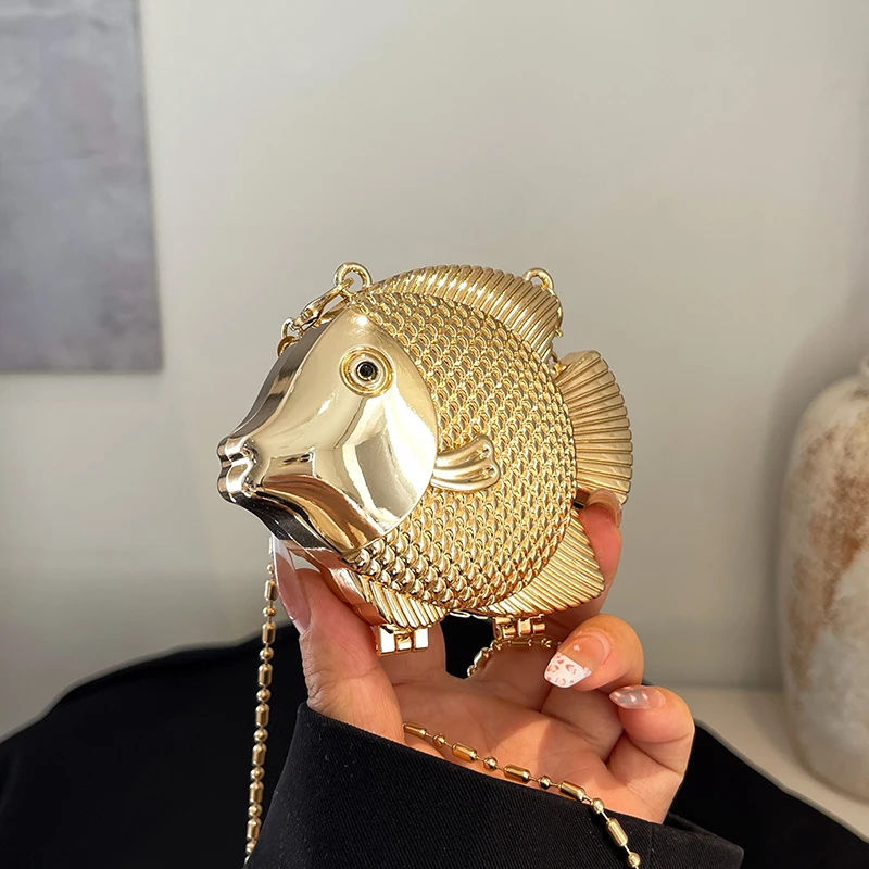 Clutch Bag Evening - Tas selempang bahu Mini Logam bentuk